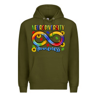 Army Green neurodiversity awareness Premium Hoodie - LillyAllenDesigns