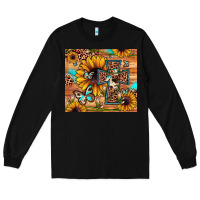 Black cross sunflower butterfly Long Sleeve Tee - JahusDesignShop