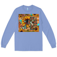 Colony Blue cross sunflower butterfly Long Sleeve Tee - JahusDesignShop