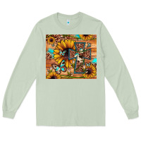 Matcha cross sunflower butterfly Long Sleeve Tee - JahusDesignShop