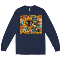 Navy cross sunflower butterfly Long Sleeve Tee - JahusDesignShop