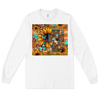White cross sunflower butterfly Long Sleeve Tee - JahusDesignShop