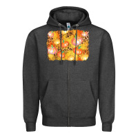 Charcoal Heather fall pumpkin background Zipper Hoodie - AdoDesignShop