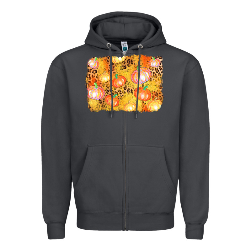 Fall Pumpkin Background Zipper Hoodie by AdoDesignShop | Teevron