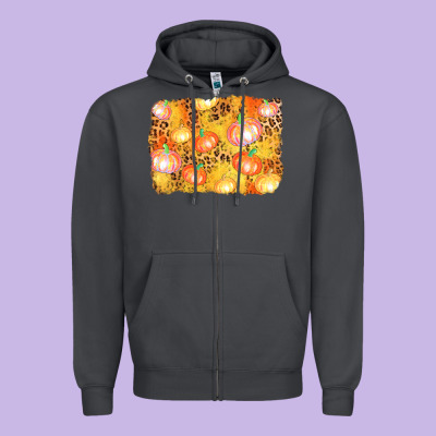 Fall Pumpkin Background Zipper Hoodie Designed By Adodesignshop