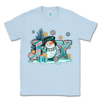 Dusty Blue cute coffeecup snowmanand joy Classic Tee - AdoDesignShop