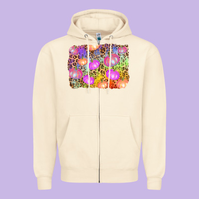Colourful Pumpkin Background Zipper Hoodie Designed By Adodesignshop