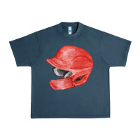 Midnight Navy red baseball batting helmet fa element Urban Heavy Tee - FaDigitalArtStudio