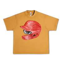 Red Baseball Batting Helmet Fa Element Urban Heavy Tee | Teevron