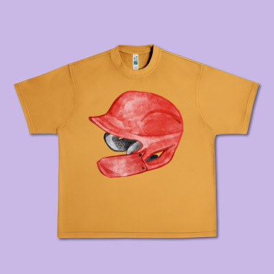 Red Baseball Batting Helmet Fa Element Urban Heavy Tee Designed By Fadigitalartstudio