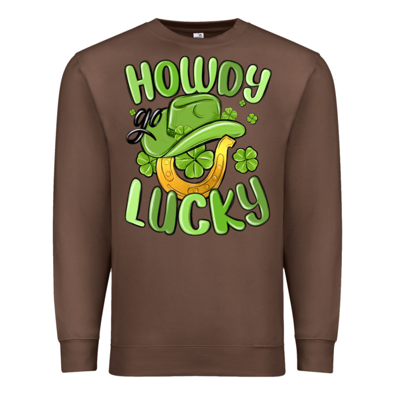 Howdy Go Lucky St Patrics Day Premium Sweatshirt by MaliasSmallBusiness | Teevron