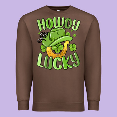Howdy Go Lucky St Patrics Day Premium Sweatshirt Designed By Maliassmallbusiness