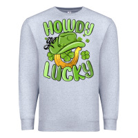 Heather Grey howdy go lucky st patrics day Premium Sweatshirt - MaliasSmallBusiness