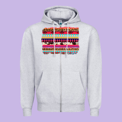 Aztec Western Leopard Cowhide Background Zipper Hoodie Designed By Adodesignshop