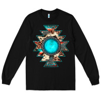 Black aztec leopard turquoise gemstone Long Sleeve Tee - JahusDesignShop