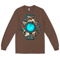 Chestnut aztec leopard turquoise gemstone Long Sleeve Tee - JahusDesignShop