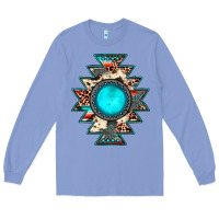 Colony Blue aztec leopard turquoise gemstone Long Sleeve Tee - JahusDesignShop