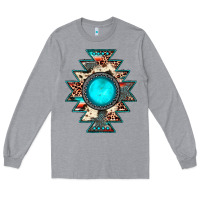 Heather Grey aztec leopard turquoise gemstone Long Sleeve Tee - JahusDesignShop