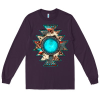 Plum aztec leopard turquoise gemstone Long Sleeve Tee - JahusDesignShop