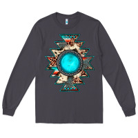 Smoke aztec leopard turquoise gemstone Long Sleeve Tee - JahusDesignShop