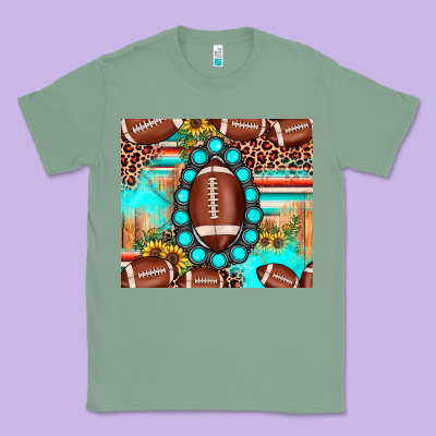 Football Leopard Turquoise Gemstone Sunflower Classic Tee Designed By Jahusdesignshop