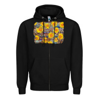 Black aztec sunflower leopard background Zipper Hoodie - AdoDesignShop
