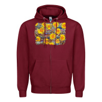 Burgundy aztec sunflower leopard background Zipper Hoodie - AdoDesignShop
