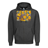 Charcoal Heather aztec sunflower leopard background Zipper Hoodie - AdoDesignShop