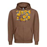 Chestnut aztec sunflower leopard background Zipper Hoodie - AdoDesignShop