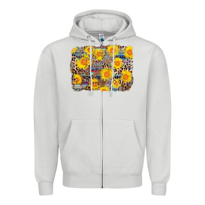 Aztec Sunflower Leopard Background Zipper Hoodie by AdoDesignShop | Teevron