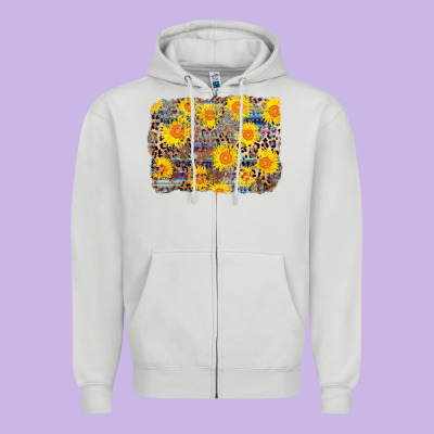 Aztec Sunflower Leopard Background Zipper Hoodie Designed By Adodesignshop
