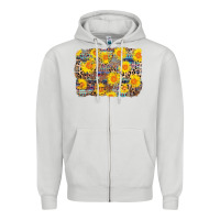 Dove Grey aztec sunflower leopard background Zipper Hoodie - AdoDesignShop