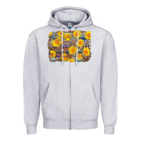 Heather Grey aztec sunflower leopard background Zipper Hoodie - AdoDesignShop