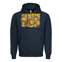 Navy aztec sunflower leopard background Zipper Hoodie - AdoDesignShop