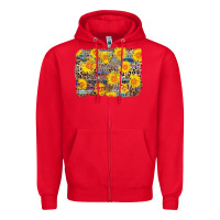 Red aztec sunflower leopard background Zipper Hoodie - AdoDesignShop