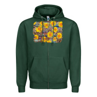 Sports Green aztec sunflower leopard background Zipper Hoodie - AdoDesignShop