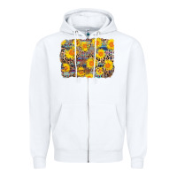 White aztec sunflower leopard background Zipper Hoodie - AdoDesignShop