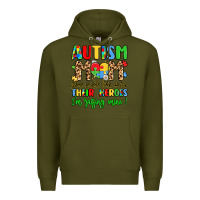 Army Green autism mom some people look up to their heroes Premium Hoodie - LillyAllenDesigns