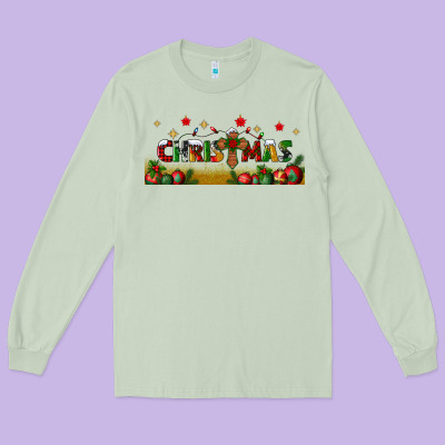 Christmas With Christmas Cross Libbey Glass Long Sleeve Tee Designed By Bundleandbundleshop