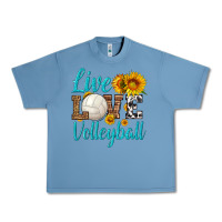 Pebble Blue live love volleyball Urban Heavy Tee - HRA Design Shop