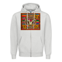 Dove Grey serape sunflowers bull skull background Zipper Hoodie - Artiststas