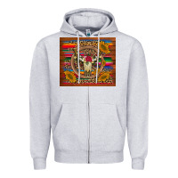 Heather Grey serape sunflowers bull skull background Zipper Hoodie - Artiststas