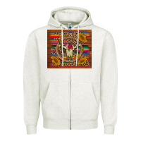 Oatmeal Heather serape sunflowers bull skull background Zipper Hoodie - Artiststas