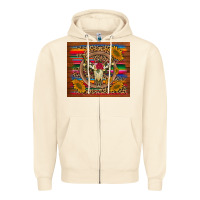 Sandshell serape sunflowers bull skull background Zipper Hoodie - Artiststas