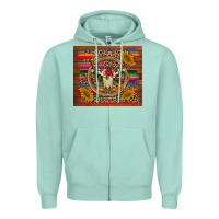 Seafoam serape sunflowers bull skull background Zipper Hoodie - Artiststas