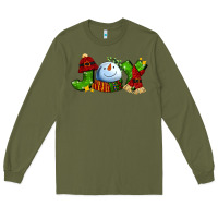 Army Green joy for christmas with snowman Long Sleeve Tee - AdoDesignShop