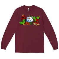 Burgundy joy for christmas with snowman Long Sleeve Tee - AdoDesignShop