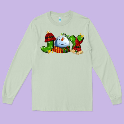 Joy For Christmas With Snowman Long Sleeve Tee Designed By Adodesignshop