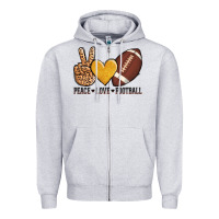 Heather Grey peace love football Zipper Hoodie - AdoDesignShop