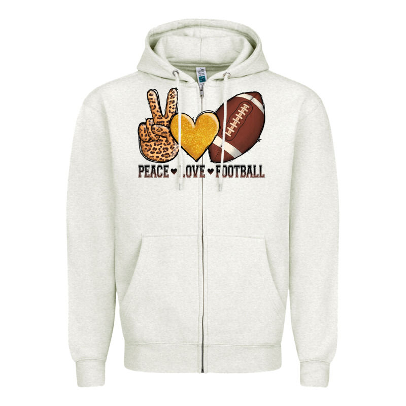 Peace Love Football Zipper Hoodie by AdoDesignShop | Teevron